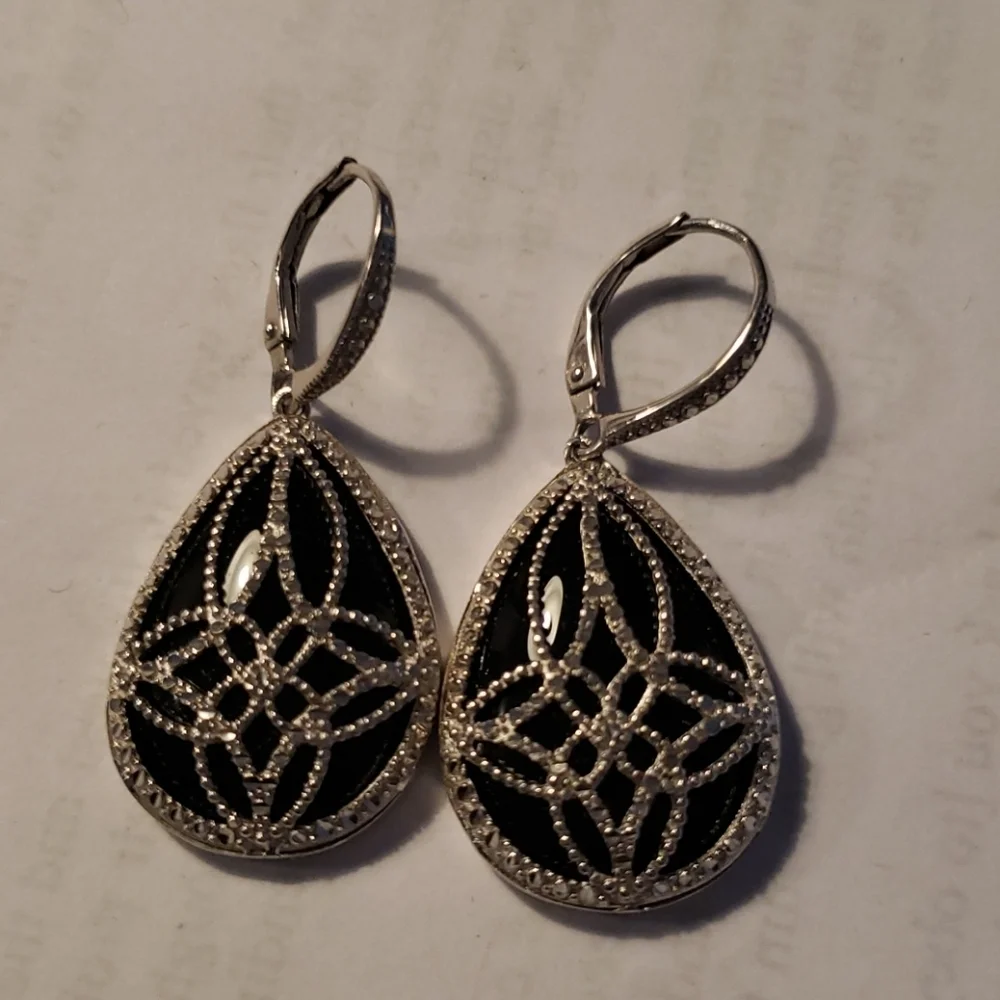Sterling Silver/CZ earrings - Picture 2 of 5